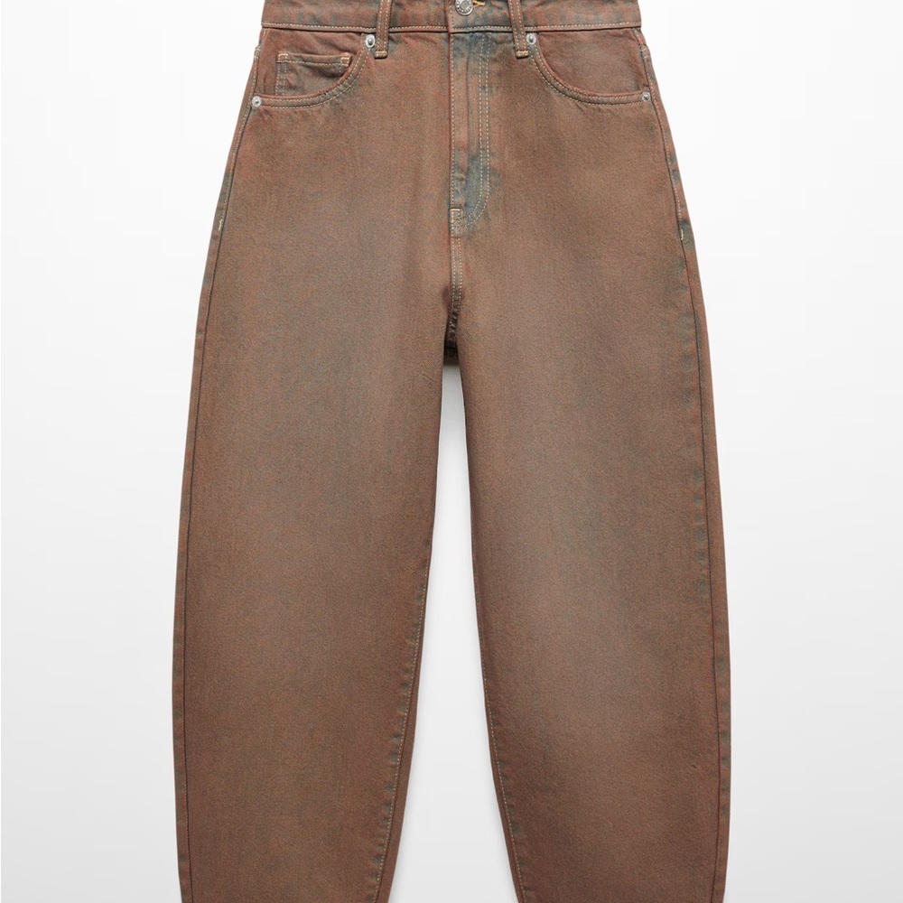Mango Washed Brown High-Waisted Jeans NWT